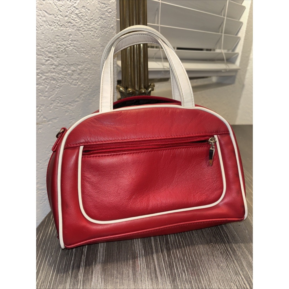 aurielle handbag Red Small size with‎ many pockets faux Leather